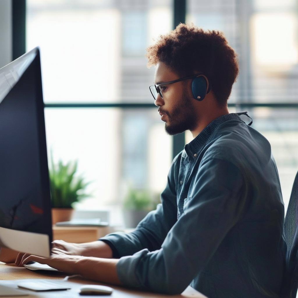 person working in office on computer